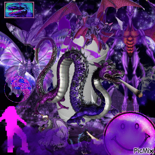 mystical purple dragon - 無料のアニメーション GIF