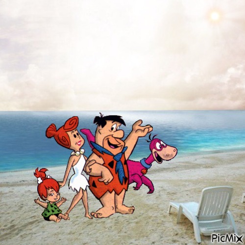 Flintstones at the beach - Free PNG