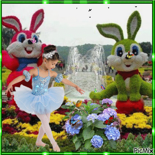 La petite ballerine dans le jardin - GIF animado grátis