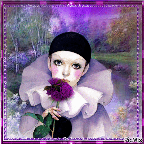 Pierrot - Tons violets - GIF animé gratuit