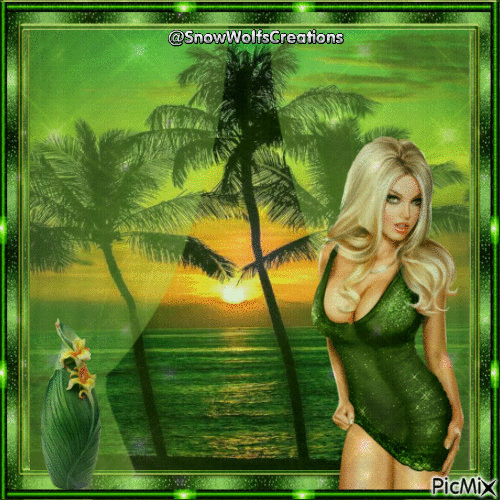 Tropical Island And Blonde Woman  2 - GIF animé gratuit