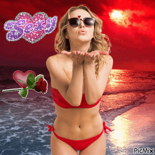 Swimmer blowing kiss - Free animated GIF