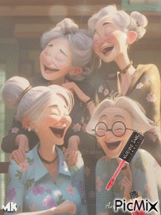 Amigas de la abuela, prueban un labial - GIF animate gratis
