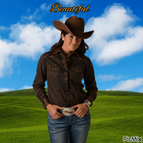 Beautiful cowgirl - Gratis animerad GIF