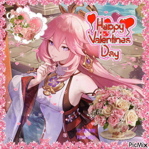Happy Valentine’s Day Yae Miko - Zdarma animovaný GIF