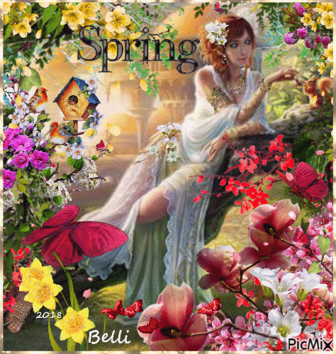 ''Hello spring'' / ''Hello printemps'' / CONCOURS PICMIX - Zdarma animovaný GIF