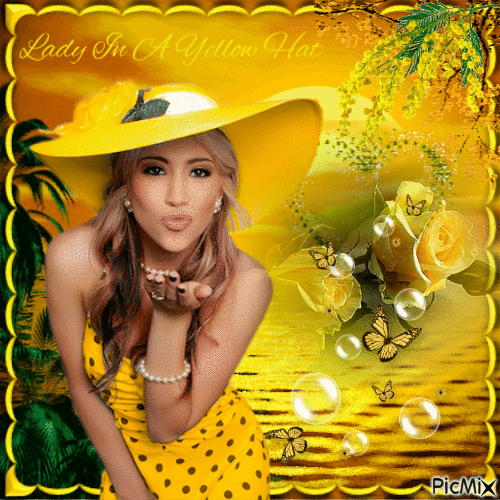 Lady In A Yellow Hat. - Free animated GIF