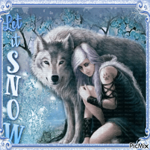 Concours : Femme et loup en hiver - Gratis geanimeerde GIF