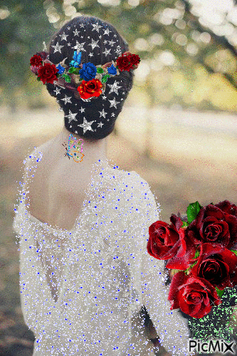 femeie cu trandafiri - 無料のアニメーション GIF