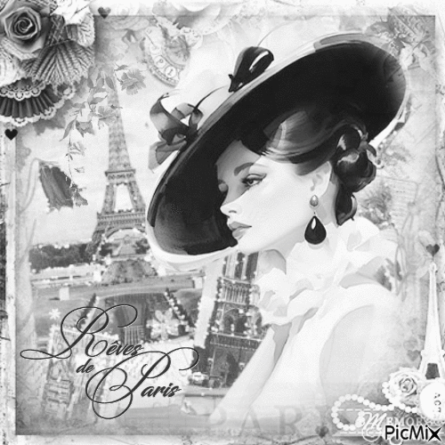 Paris woman black white vintage - GIF เคลื่อนไหวฟรี