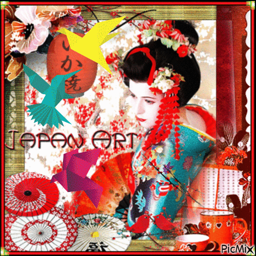 Origami  and Geisha Woman - Besplatni animirani GIF