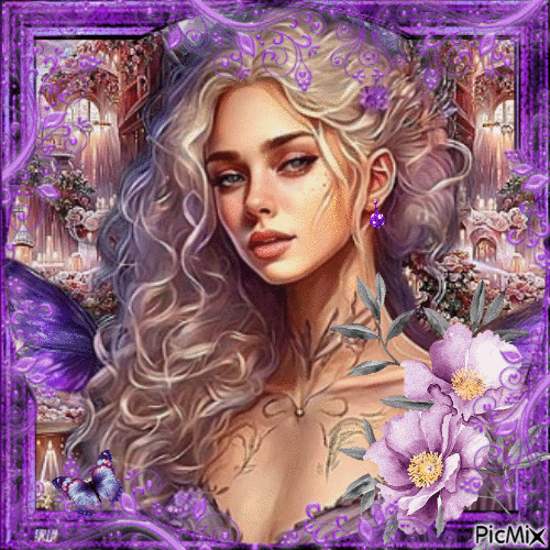 Les papillons violets - GIF animado gratis
