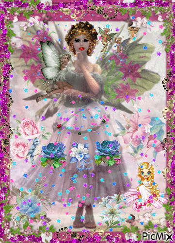 ♥♥ aurore la fée des fleurs t"envoie des gros bisous fleuries ma elfe  ma fayette ♥♥ - Free animated GIF