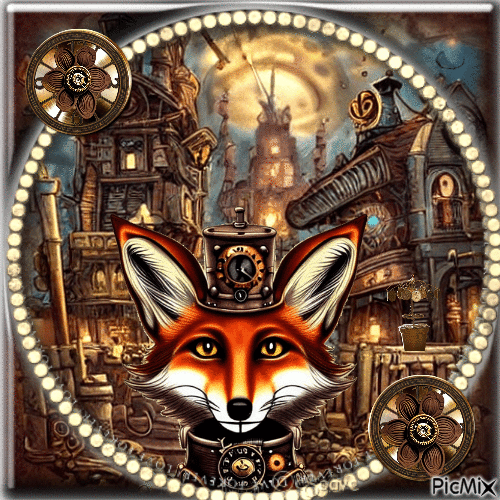 Steampunk fox - Bezmaksas animēts GIF
