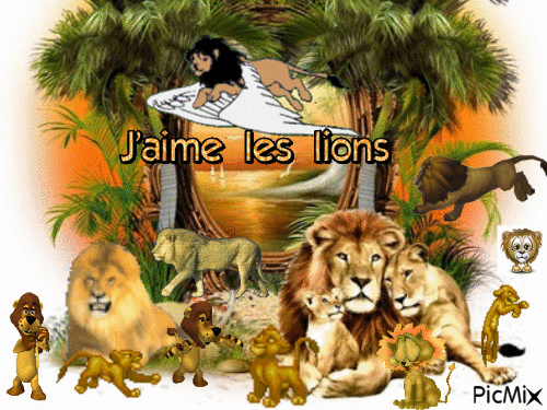 I love lions - GIF animé gratuit