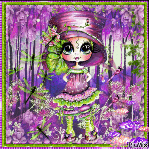 Green, pink and purple art - Free animated GIF