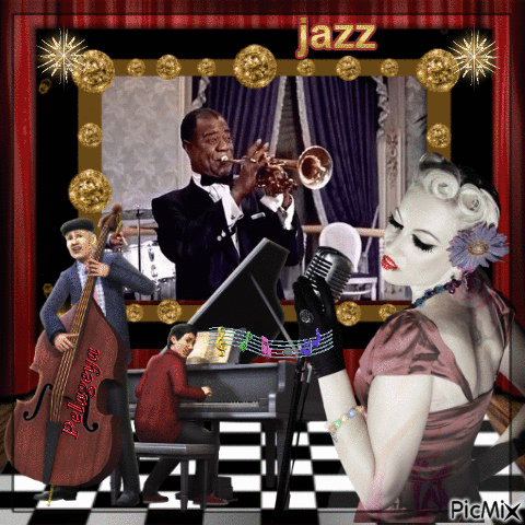 jazz-band 🎷  🎺  🎸  🎻  🎤 - GIF animado gratis