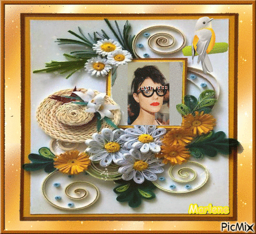 Portrait Woman Colors Deco Glitter Fashion Glamour Spring  Flowers Bird - Free animated GIF