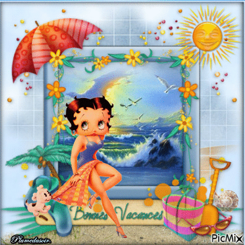 Betty Boop à la plage. - GIF animado gratis