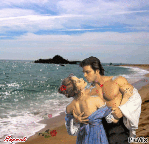 Amor e mar - GIF animado grátis