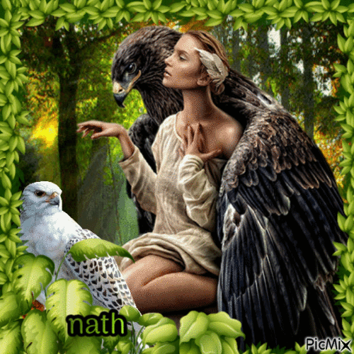 La femme et l aigle,nath - GIF animé gratuit