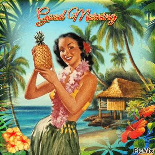 Good Morning Hawaiian Girl - Δωρεάν κινούμενο GIF