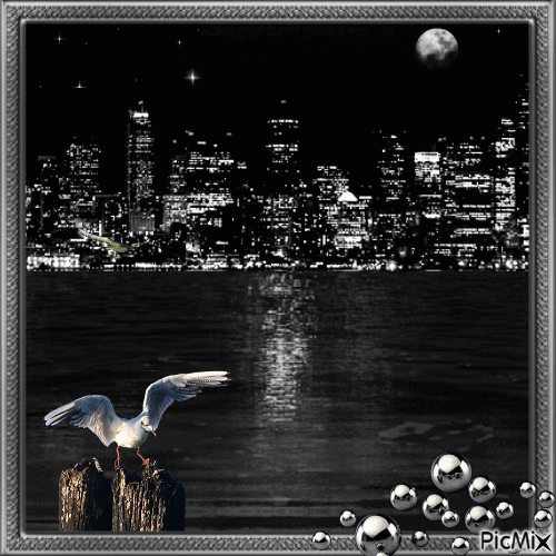 Noche de luna en la ciudad!! - GIF animado grátis