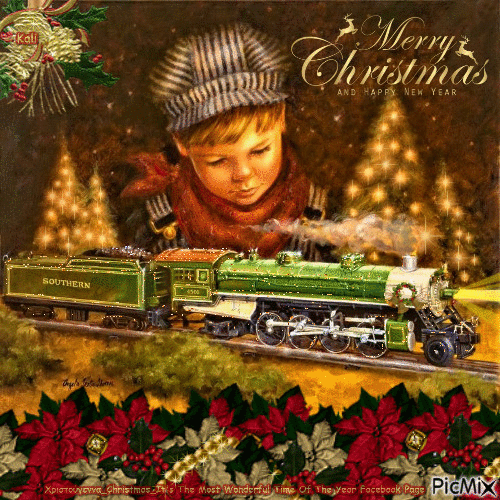 Christmas train - Безплатен анимиран GIF