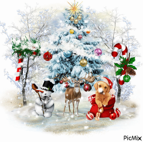 Noël de nos animaux - GIF animado gratis