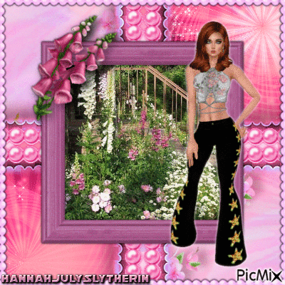 {♣}Woman in the Foxglove Garden{♣} - Free animated GIF