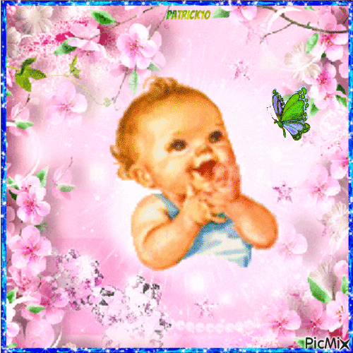 Bébé dans les fleurs - Free animated GIF