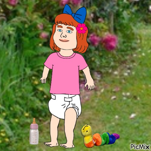 Baby, Inch and bottle in garden - 免费PNG