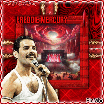 {♫}Freddie Mercury in Red{♫} - GIF animado gratis