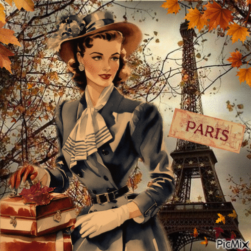 Vintage-Frau in Paris - GIF animado grátis