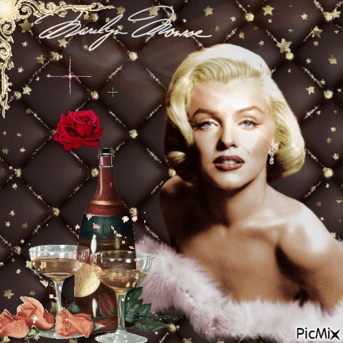 Marilyn Monroe & Champagne - Nemokamas animacinis gif