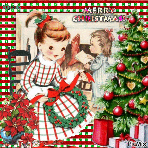 Vintage Merry Christmas - Gratis animerad GIF