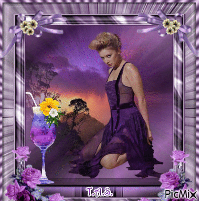 Portrait de femme en violet - Gratis animerad GIF