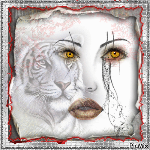 Dame et tigre - 免费动画 GIF