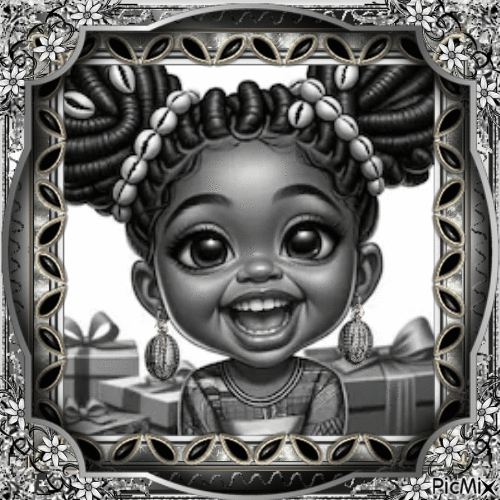 SILING GIRL IN BLACK AND WHITE - GIF animate gratis