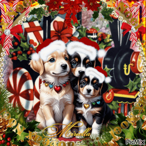 Contest!Joyeux Noël avec des chiens - Безплатен анимиран GIF