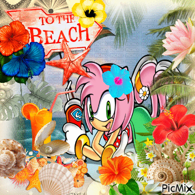 Amy at the beach ^^ - Zdarma animovaný GIF