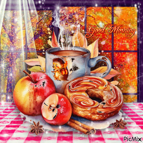 Good Morning Autumn Table - Besplatni animirani GIF
