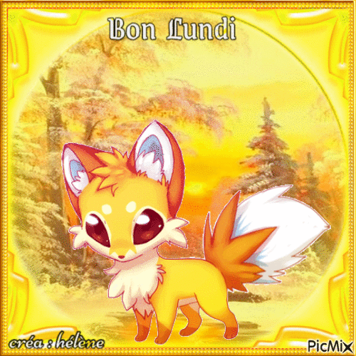 concours : animal mignon _ Bon Lundi _ tons jaune - Gratis animeret GIF