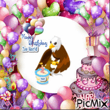 Happy birthday Zoo World - GIF animasi gratis