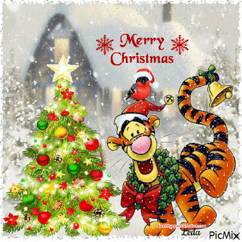 Merry Christmas. Tigger. Disney - GIF animé gratuit