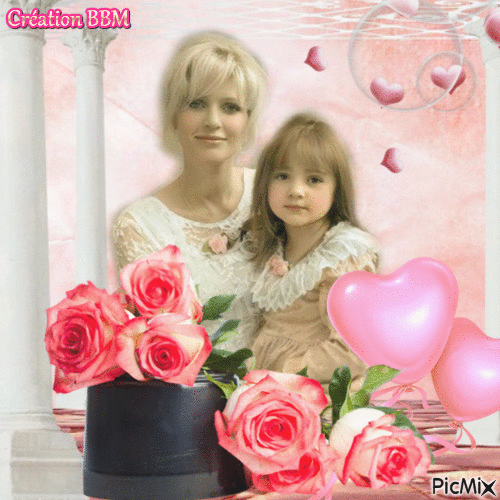 Une maman et sa fillette par BBM - GIF animé gratuit