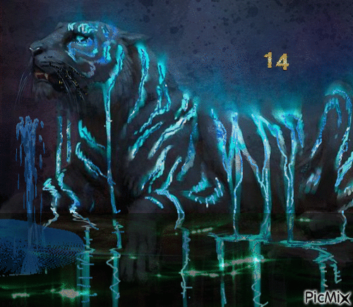 tigre azul - GIF animado grátis