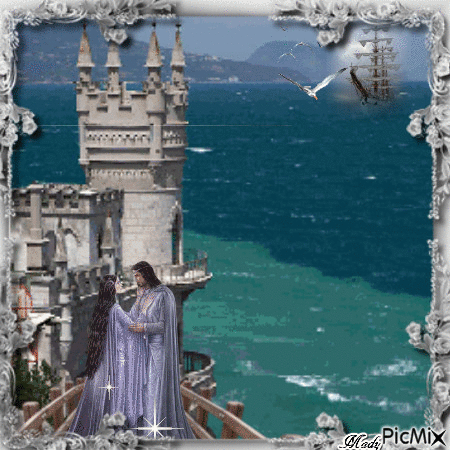 Castle on the cliff - GIF animado grátis