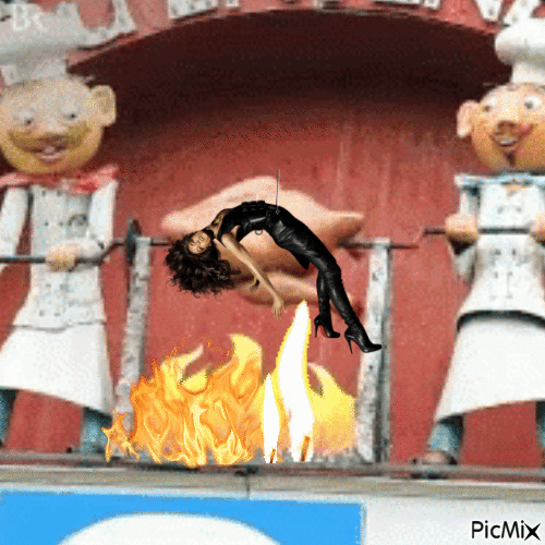 woman fire contest - Free animated GIF