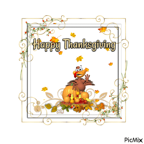 Happy Thanksgiving Turkey - Animovaný GIF zadarmo